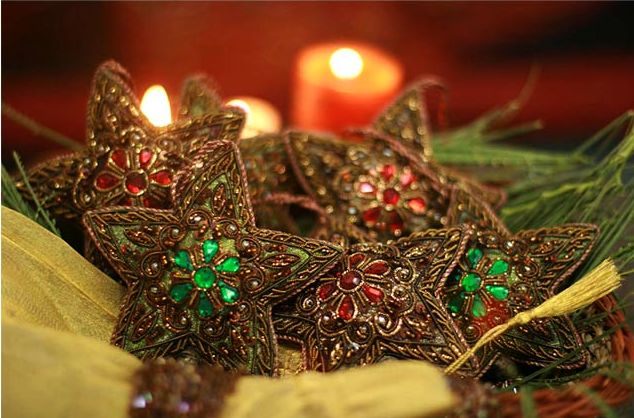 Shooting Star Hand Beaded Jewel Christmas Ornaments Set of 6